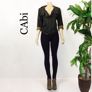 CAbi Charcoal Black-off Coated Moto Linen Jacket